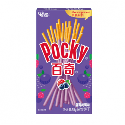 格力高  百奇POCKY  蓝莓树莓味 装饰饼干55G