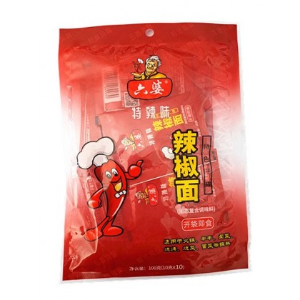 LIUPO CHILI PONDRE SAVEUR ÉPICÉE FORT 六婆干碟辣椒面  特辣味 10G×10小袋