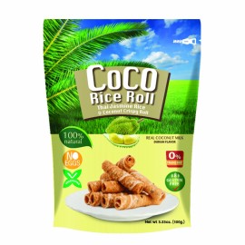 COCO CRISPY RICE ROLL DURIAN 100G(泰国酥脆米卷榴莲味)